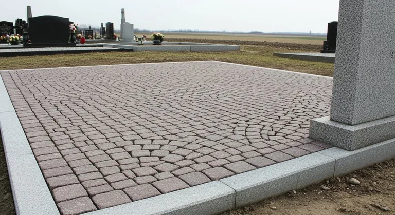 Розовая гранитная брусчатка веером, образец ПМ025 в Нижнем Новгороде