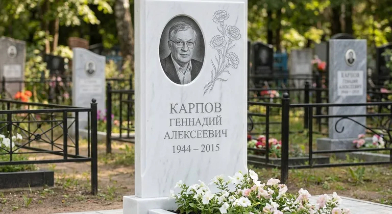 Памятник с гравировкой гвоздик — выполненная работа «Карпов» в Нижнем Новгороде
