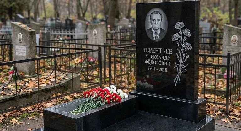 Памятник с гравировкой гвоздик — выполненная работа «Терентьев» в Нижнем Новгороде