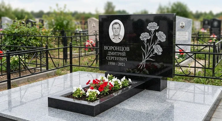 Памятник с гравировкой гвоздик — выполненная работа «Воронцов» в Нижнем Новгороде