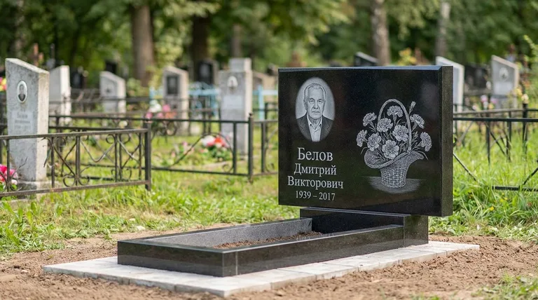 Памятник с гравировкой гвоздик — выполненная работа «Белов» в Нижнем Новгороде
