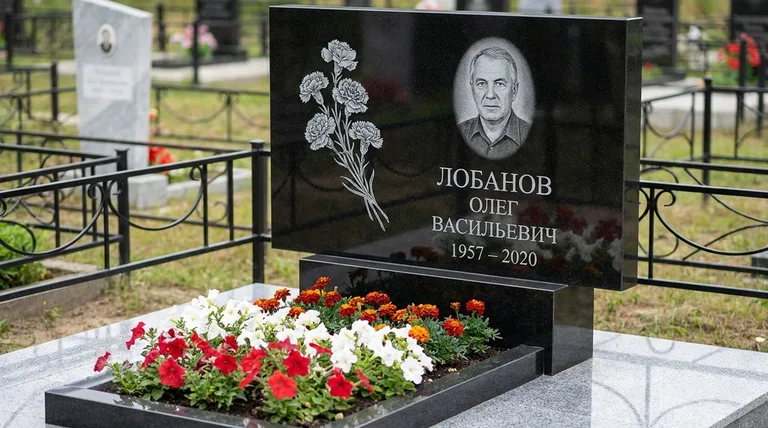 Памятник с гравировкой гвоздик — выполненная работа «Лобанов» в Нижнем Новгороде