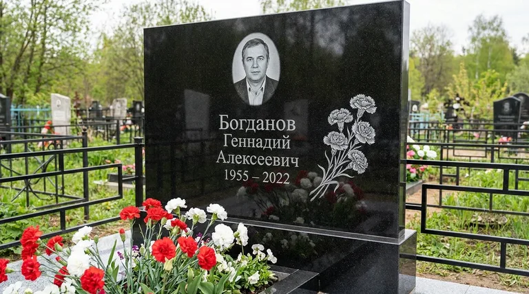 Памятник с гравировкой гвоздик — выполненная работа «Богданов» в Нижнем Новгороде