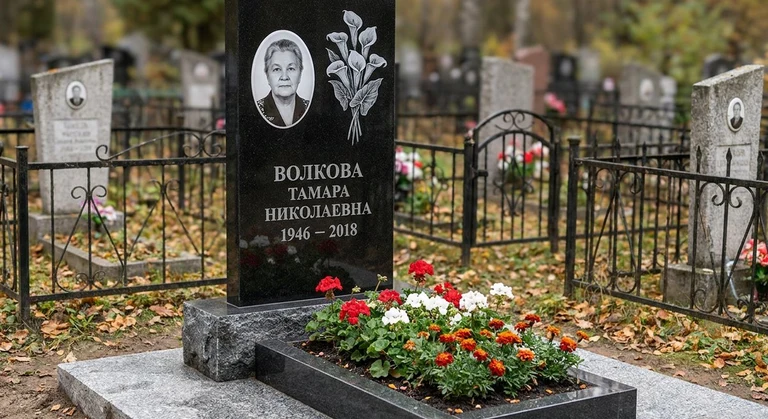 Гравировка калл на памятник в Нижнем Новгороде — пример работы на граните