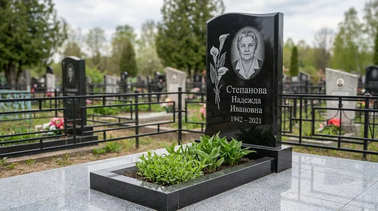 Памятник с гравировкой калл — выполненная работа «Степанова» в Нижнем Новгороде