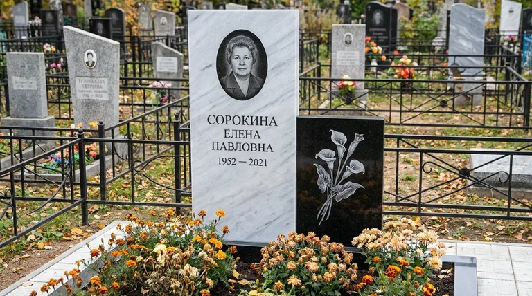 Памятник с гравировкой калл — выполненная работа «Сорокина» в Нижнем Новгороде