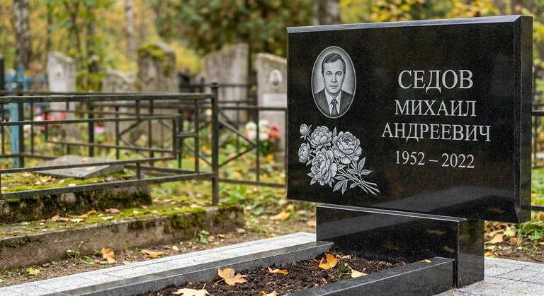 Гравировка пионов на памятник в Нижнем Новгороде — пример работы на граните