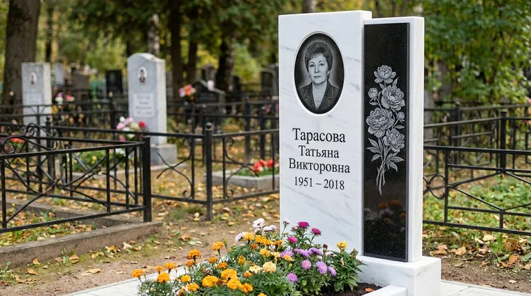 Памятник с гравировкой пионов — выполненная работа «Тарасова» в Нижнем Новгороде