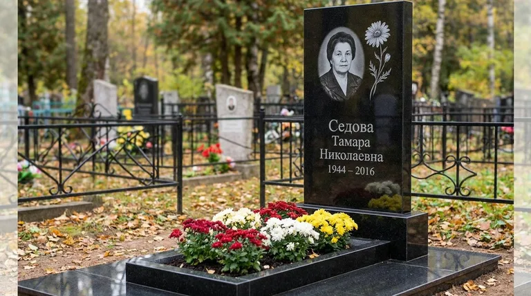 Памятник с гравировкой ромашек — выполненная работа «Седова» в Нижнем Новгороде