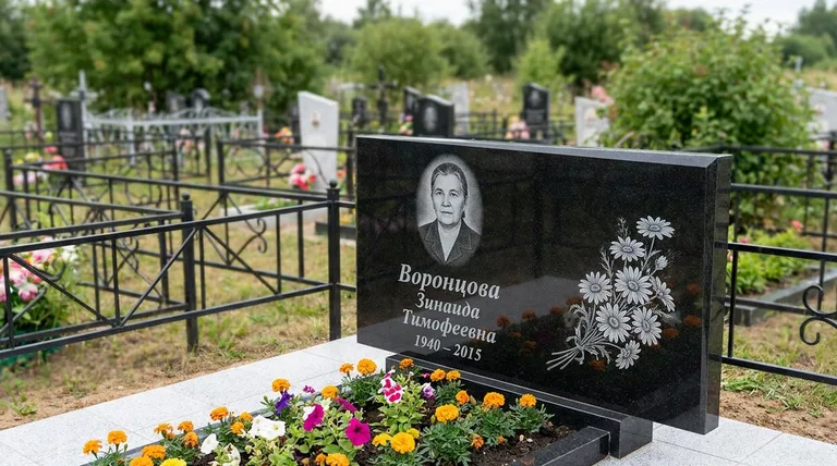 Памятник с гравировкой ромашек — выполненная работа «Воронцова» в Нижнем Новгороде