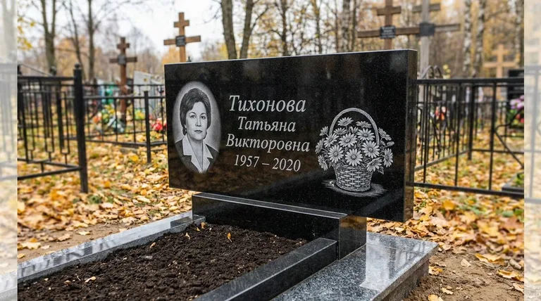 Памятник с гравировкой ромашек — выполненная работа «Тихонова» в Нижнем Новгороде