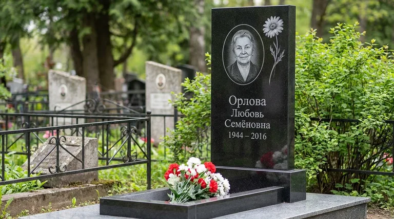 Памятник с гравировкой ромашек — выполненная работа «Орлова» в Нижнем Новгороде
