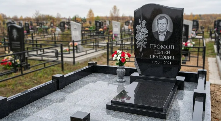 Памятник с гравировкой роз — выполненная работа «Громов» в Нижнем Новгороде
