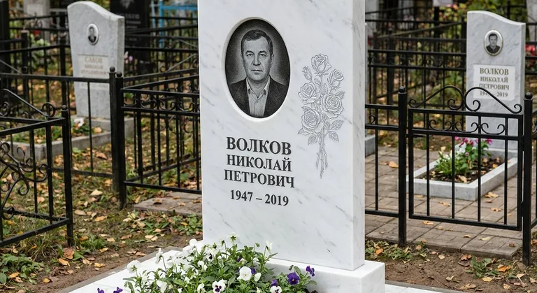 Памятник с гравировкой роз — выполненная работа «Волков» в Нижнем Новгороде