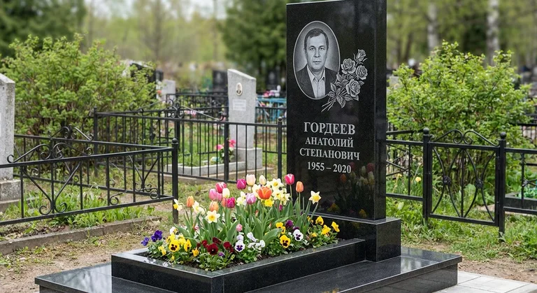 Памятник с гравировкой роз — выполненная работа «Гордеев» в Нижнем Новгороде