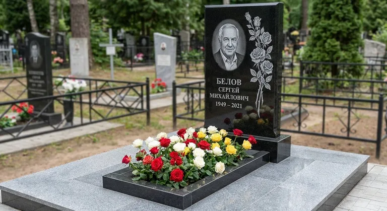 Памятник с гравировкой роз — выполненная работа «Белов» в Нижнем Новгороде