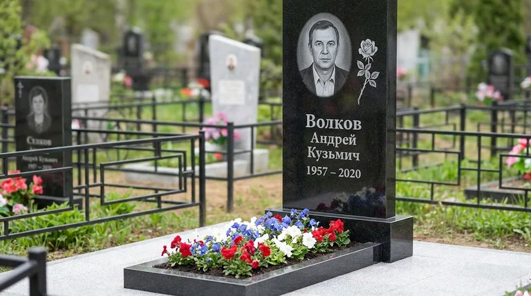 Памятник с гравировкой роз — выполненная работа «Волков» в Нижнем Новгороде