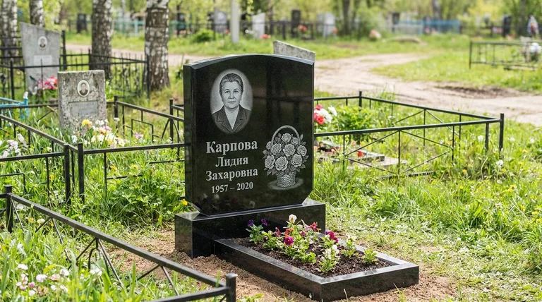 Памятник с гравировкой роз — выполненная работа «Карпова» в Нижнем Новгороде