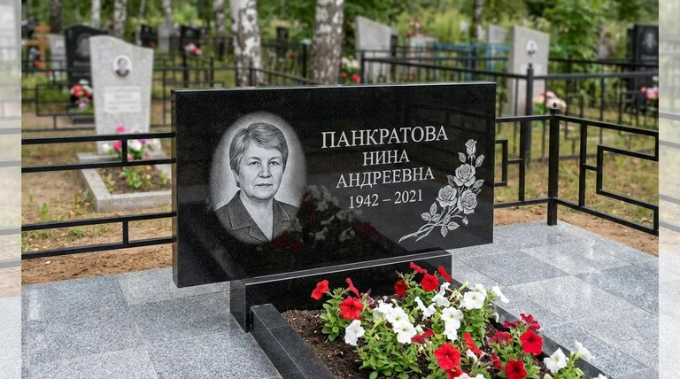 Памятник с гравировкой роз — выполненная работа «Панкратова» в Нижнем Новгороде