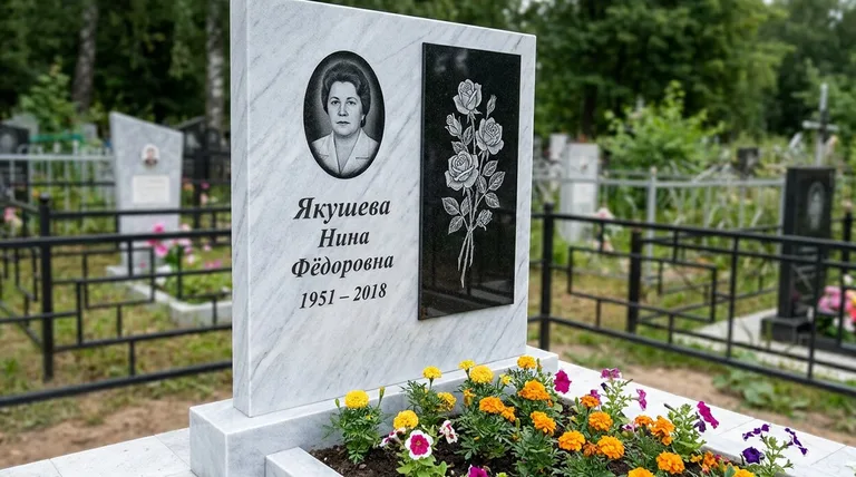 Памятник с гравировкой роз — выполненная работа «Якушева» в Нижнем Новгороде