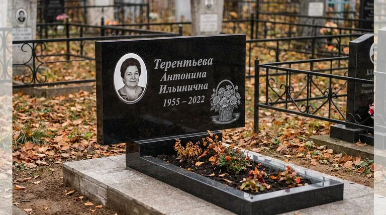 Памятник с гравировкой роз — выполненная работа «Терентьева» в Нижнем Новгороде