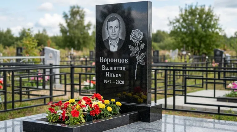 Памятник с гравировкой роз — выполненная работа «Воронцов» в Нижнем Новгороде