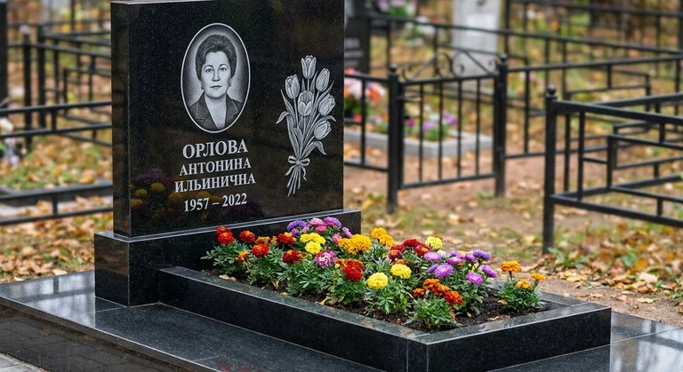 Гравировка тюльпанов на памятник в Нижнем Новгороде — пример работы на граните