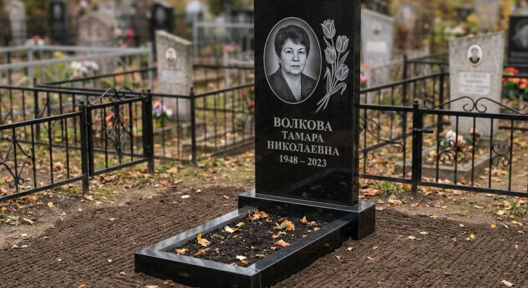 Памятник с гравировкой тюльпанов — выполненная работа «Волкова» в Нижнем Новгороде