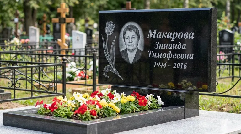Памятник с гравировкой тюльпанов — выполненная работа «Макарова» в Нижнем Новгороде