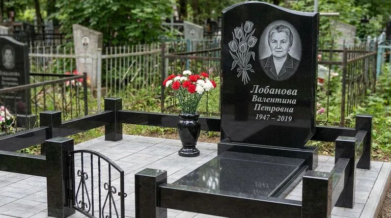 Памятник с гравировкой тюльпанов — выполненная работа «Лобанова» в Нижнем Новгороде