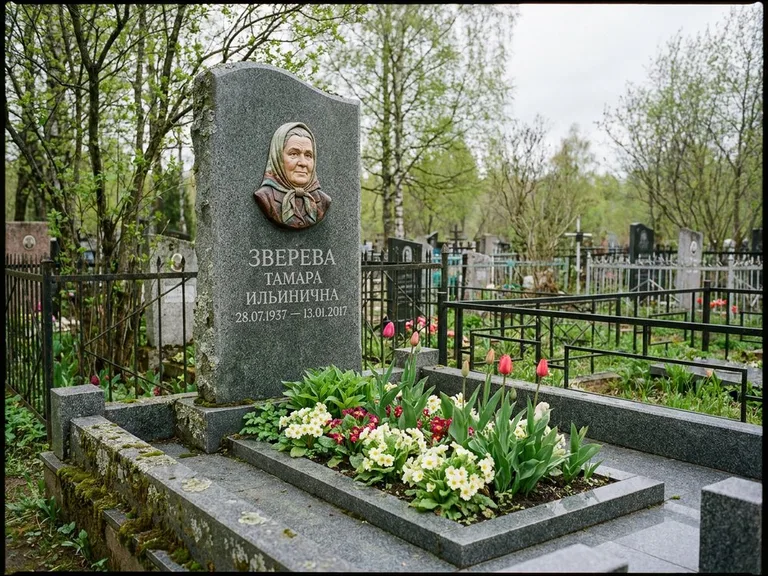 Керамический портрет на летнем кладбище в Нижнем Новгороде