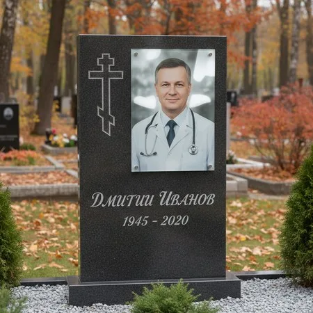Портрет на стекле 180×240 мм на чёрной стеле в Нижнем Новгороде