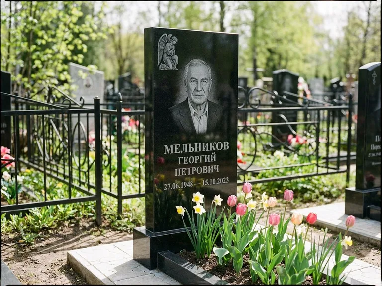 Памятник с гравировкой ангела — гравировка ангела с голубем по диагонали стелы, работа «Доронин» в Нижнем Новгороде