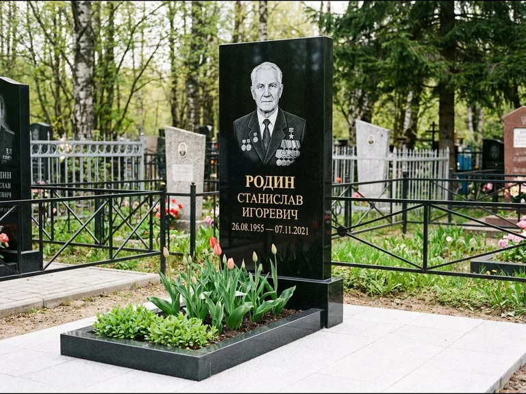 Гравировка портрета на чёрном граните — выполненная работа 21 в Нижнем Новгороде