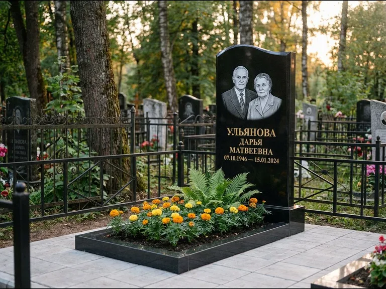 Гравировка портрета на чёрном граните — выполненная работа 24 в Нижнем Новгороде