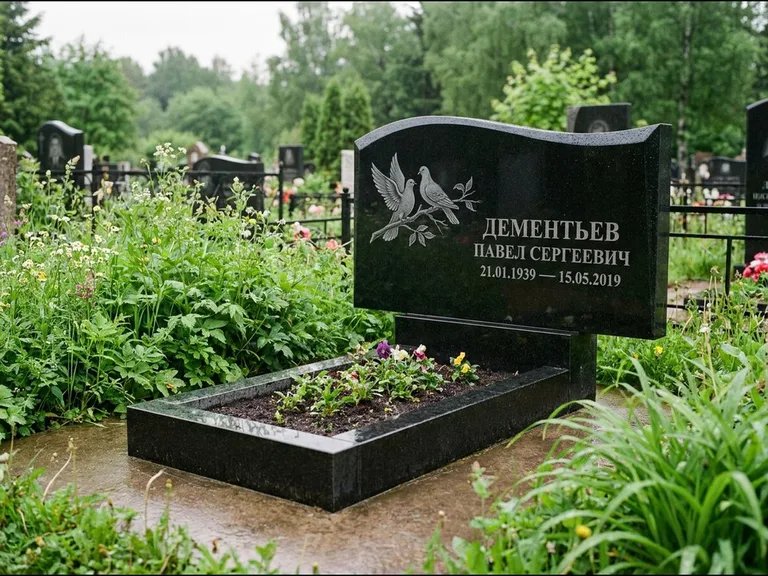 Памятник с гравировкой голубей — гравировка голубей, работа «Дементьев» в Нижнем Новгороде