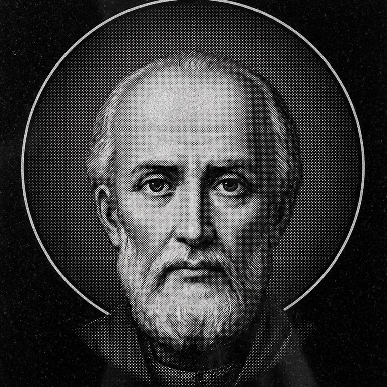 Эскиз иконы: Николай Чудотворец (полутон) — объёмный лик святителя, гравировка на памятник в Нижнем Новгороде