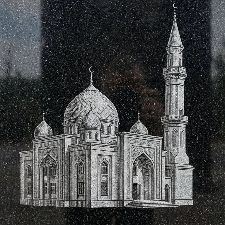 Эскиз: Мечеть Булгара — белокаменная, высокий минарет в Нижнем Новгороде