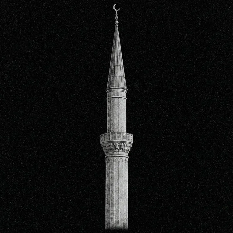 Эскиз: Минарет (фотореализм) — одиночный минарет с полумесяцем в Нижнем Новгороде