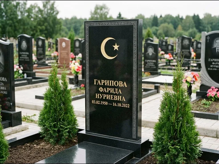 Памятник с гравировкой полумесяца — гравировка полумесяца, работа «Гарипова» в Нижнем Новгороде