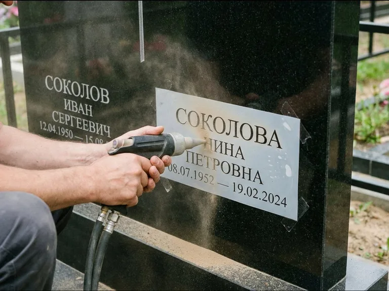 Догравировка ФИО и дат — гравировка с выездом на кладбище в Нижнем Новгороде