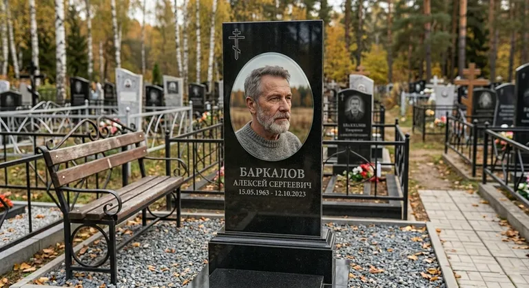 Овальный портрет на стекле на чёрной гранитной стеле в Нижнем Новгороде