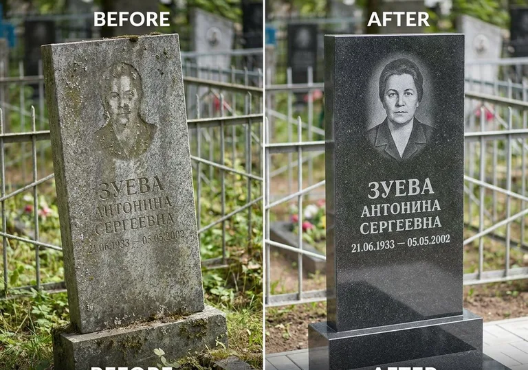 Восстановление сколов кромки гранита: до и после в Нижнем Новгороде