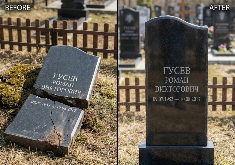 Склейка расколотого памятника: до и после в Нижнем Новгороде