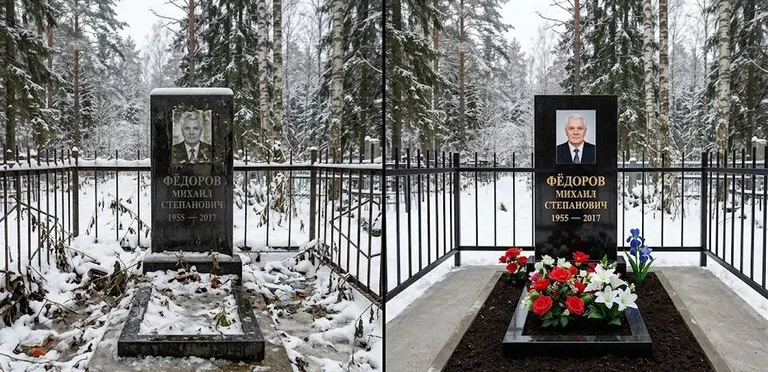 Диптих №20: тротуарная плитка вокруг памятника отмыта аппаратом высокого давления в Нижнем Новгороде