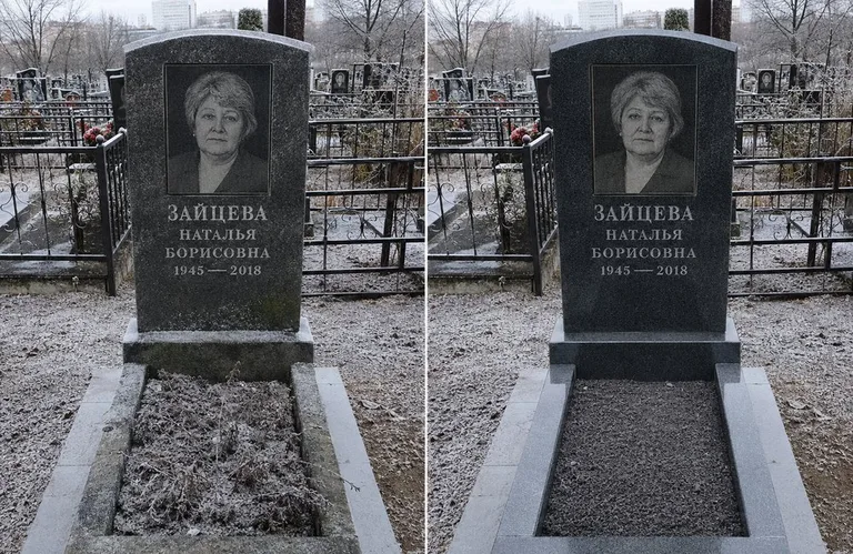 Диптих №10: белый мрамор — убраны жёлтые подтёки, восстановлена белизна стелы в Нижнем Новгороде