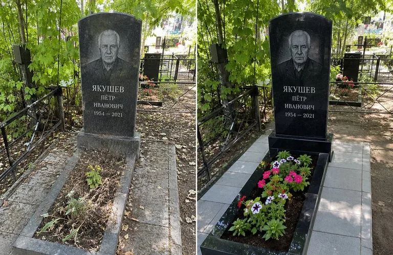 Диптих №15: мемориал с ажурной ковкой — лаковая подкраска прутьев и мойка стелы в Нижнем Новгороде