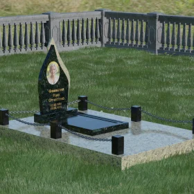 Комбинированный вертикальный памятник для одного с мемориальным комплексом - П017