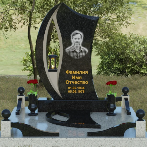 Гранитный памятник с каплевидным отверстием, гранит Габбро-диабаз, вид 2