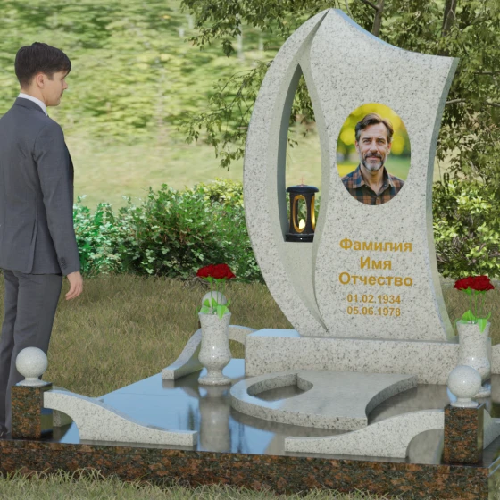 Гранитный памятник с каплевидным отверстием, гранит Мансуровский, вид 4